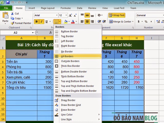 Hướng dẫn cách kẻ bảng trong Excel