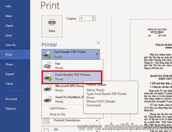 Sử dụng Foxit Reader in xem trước văn bản từ Word, Excel và mọi thứ khác