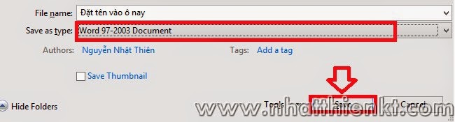 Hướng dẫn lưu văn về định dạng 2003 từ Word 2013 - 2010 - 2007 