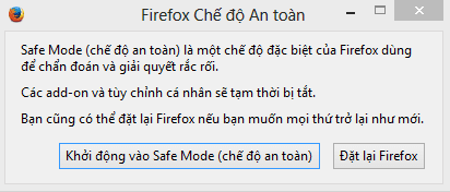 Cách vào safe mode trên trình duyệt firefox