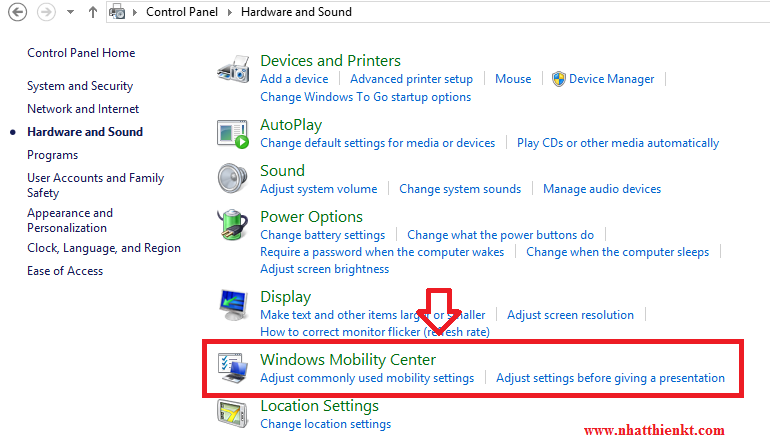 Hướng dẫn mở Windows Mobility Center trên Windows 8.1