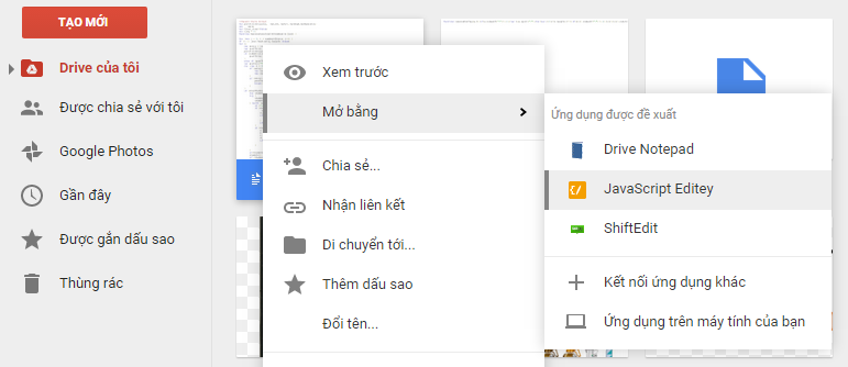 Xem và chỉnh sửa file HTML CSS trên Google Drive