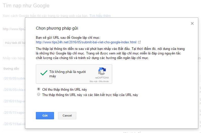 gửi bài viết lên google