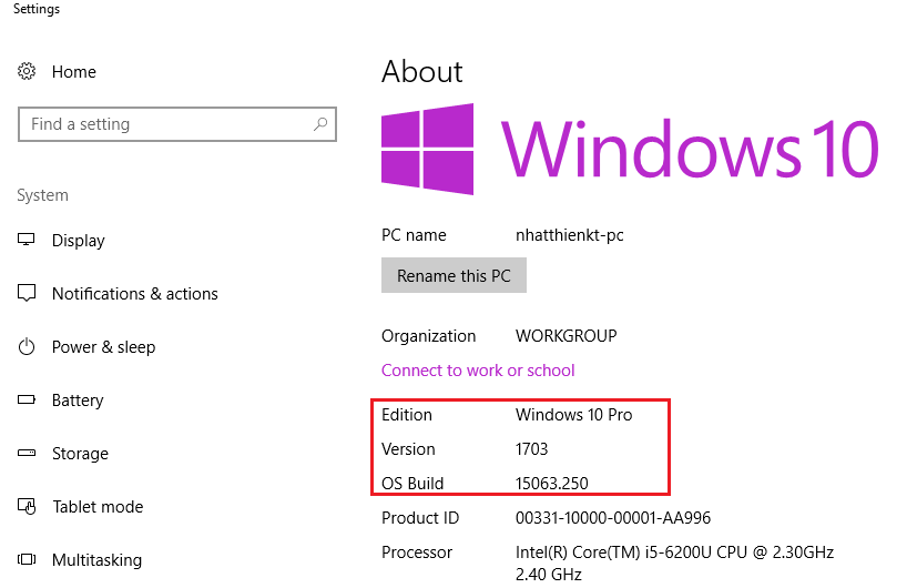 Hướng dẫn cập nhật Updates Windows 10 Version 1703 