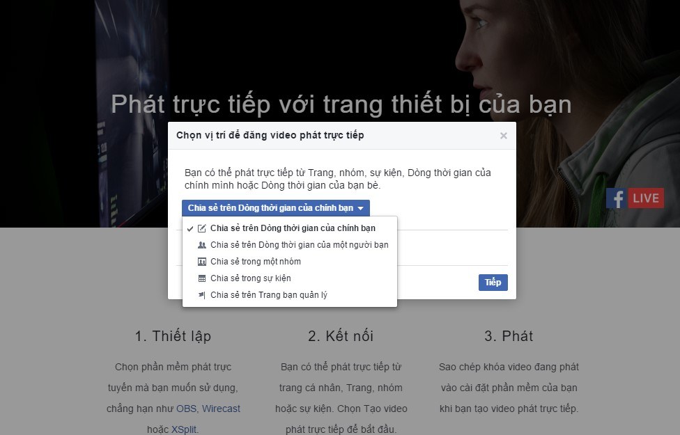 Live Stream Facebook trên máy tính