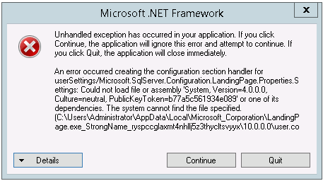 Unhandled exception has occurred in your application