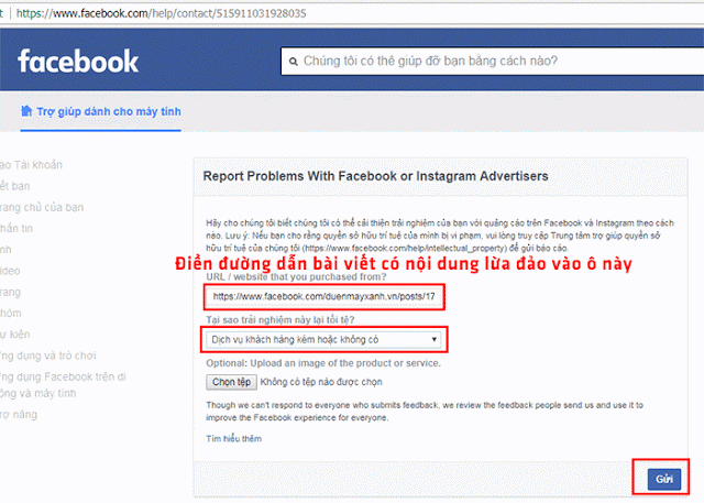 report facebook