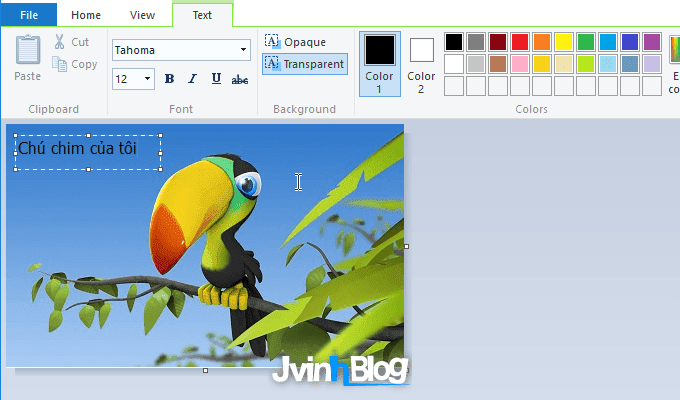 Cách chèn chữ vào ảnh trong Paint