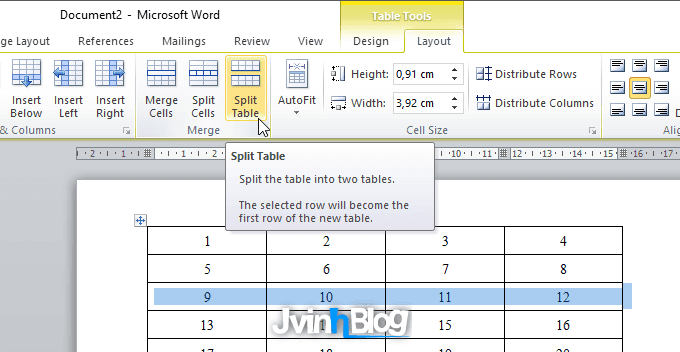 Cách chia đôi bảng, gộp bảng trong Word 2007, 2010, 2013, 2016