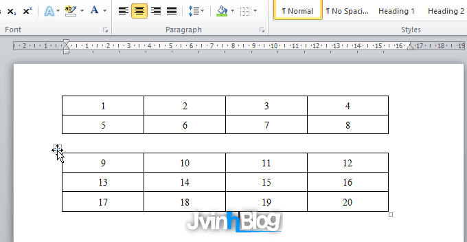 Cách chia đôi bảng, gộp bảng trong Word 2007, 2010, 2013, 2016
