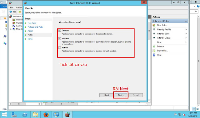 hướng dẫn mở port trên windows server