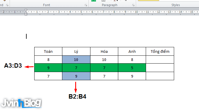 Cách tính toán trong bảng Word 2007, 2010, 2013, 2016 FULL