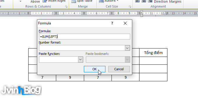 Cách tính toán trong bảng Word 2007, 2010, 2013, 2016 FULL