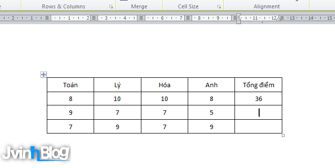 Cách tính toán trong bảng Word 2007, 2010, 2013, 2016 FULL