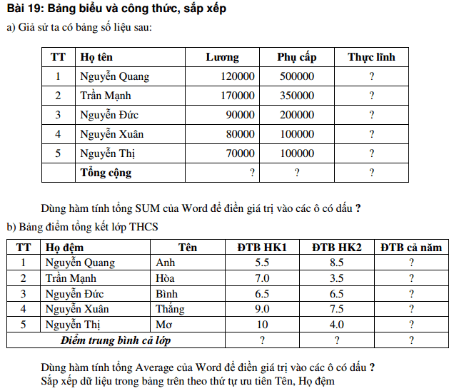 Làm bài tập tạo bảng trong Word chi tiết nhất (#1)