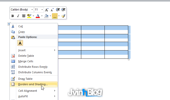 Cách tạo đường viền cho bảng trong Word 2007, 2010, 2013, 2016