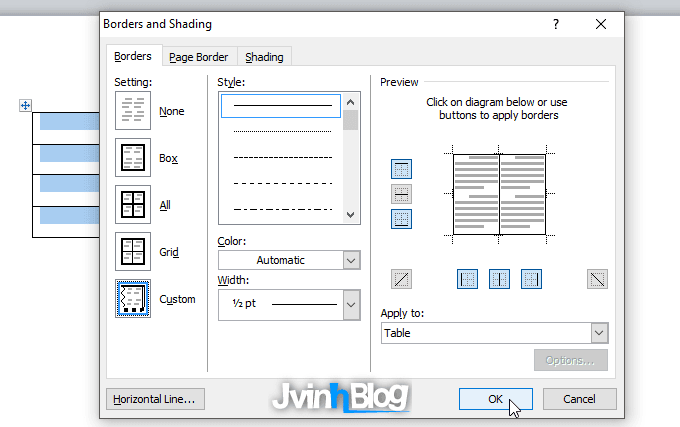 Cách tạo đường viền cho bảng trong Word 2007, 2010, 2013, 2016