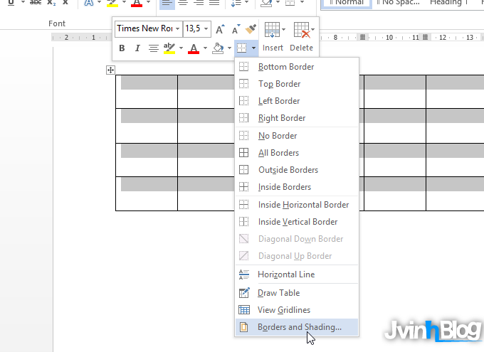 Cách tạo đường viền cho bảng trong Word 2007, 2010, 2013, 2016