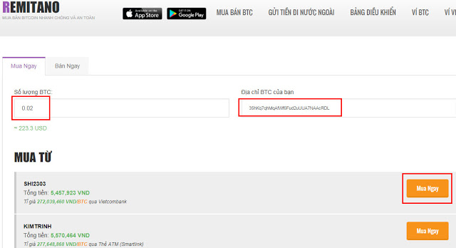 cách mua bitcoin remitano vào ví btc