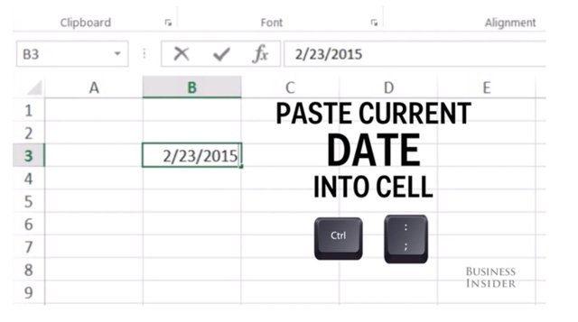 phím tắt trong Excel