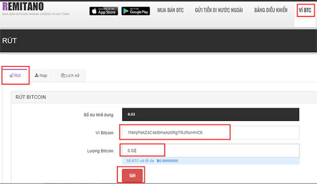 chuyển bitcoin từ remitano sang hextracoin