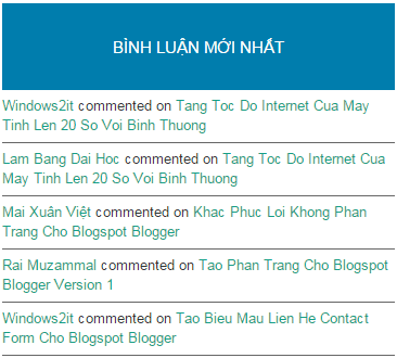 Tạo bình luận mới nhất cho Blog