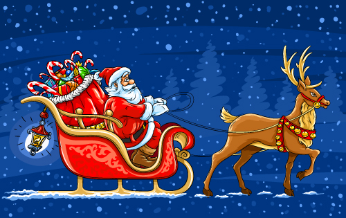 Ông già noel cưỡi tuần lộc santa claus