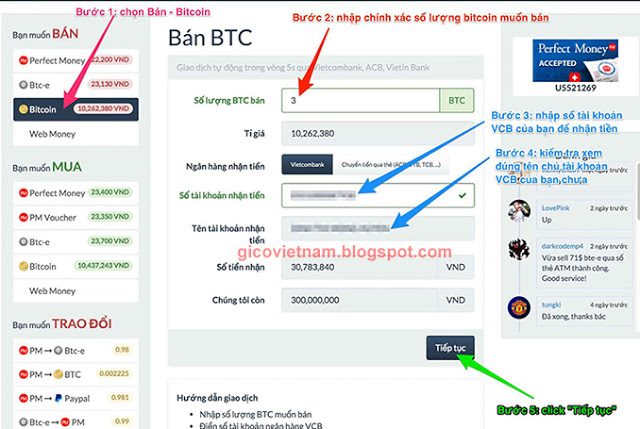 cách mua bán Bitcoin trên Santienao.com