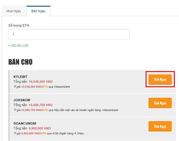 bán nhanh ethereum