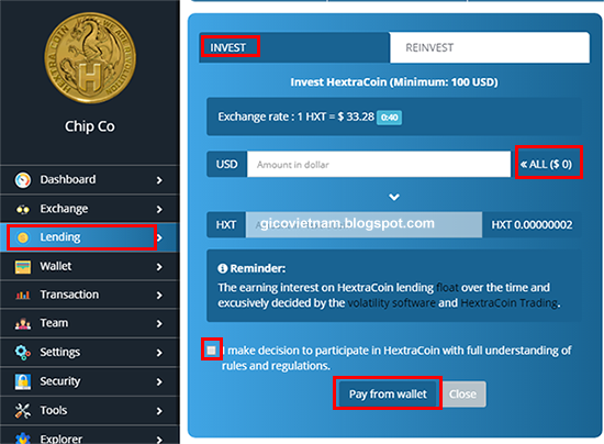 Hướng dẫn mua gói đầu tư lending HextraCoin