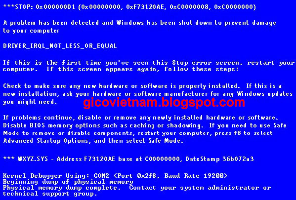 lỗi màn hình xanh win xp
