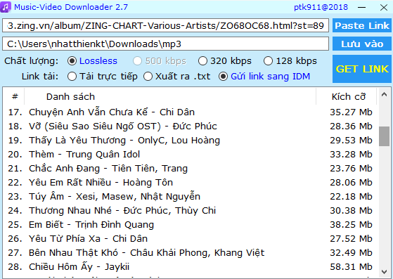 Music-Video Downloader 2.7 - hỗ trợ tải album nhạc Lossless, 320kbps zingmp3, nhaccuatui, chiasenhac 2018