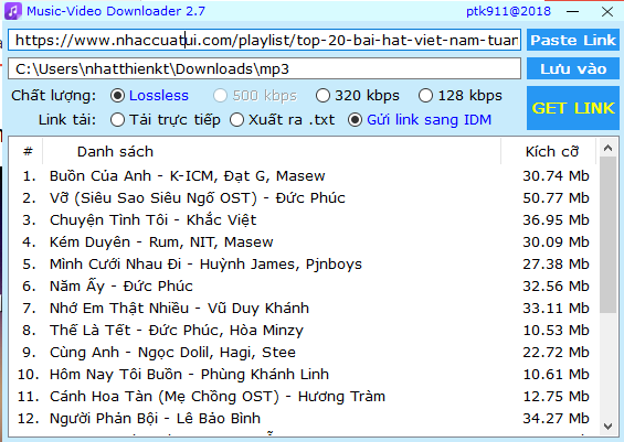 Music-Video Downloader 2.7 - hỗ trợ tải album nhạc Lossless, 320kbps zingmp3, nhaccuatui, chiasenhac 2018